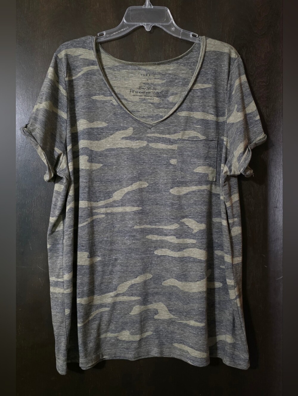 Torrid Women's Olive BrownCamo V-Neck Pocket Tee Lightweight Women's 2X